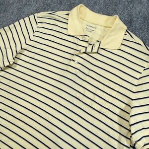 Croft & Barrow Polo Shirt Mens L Yellow‎ Striped Easy Care Short Sleeve Stretch
